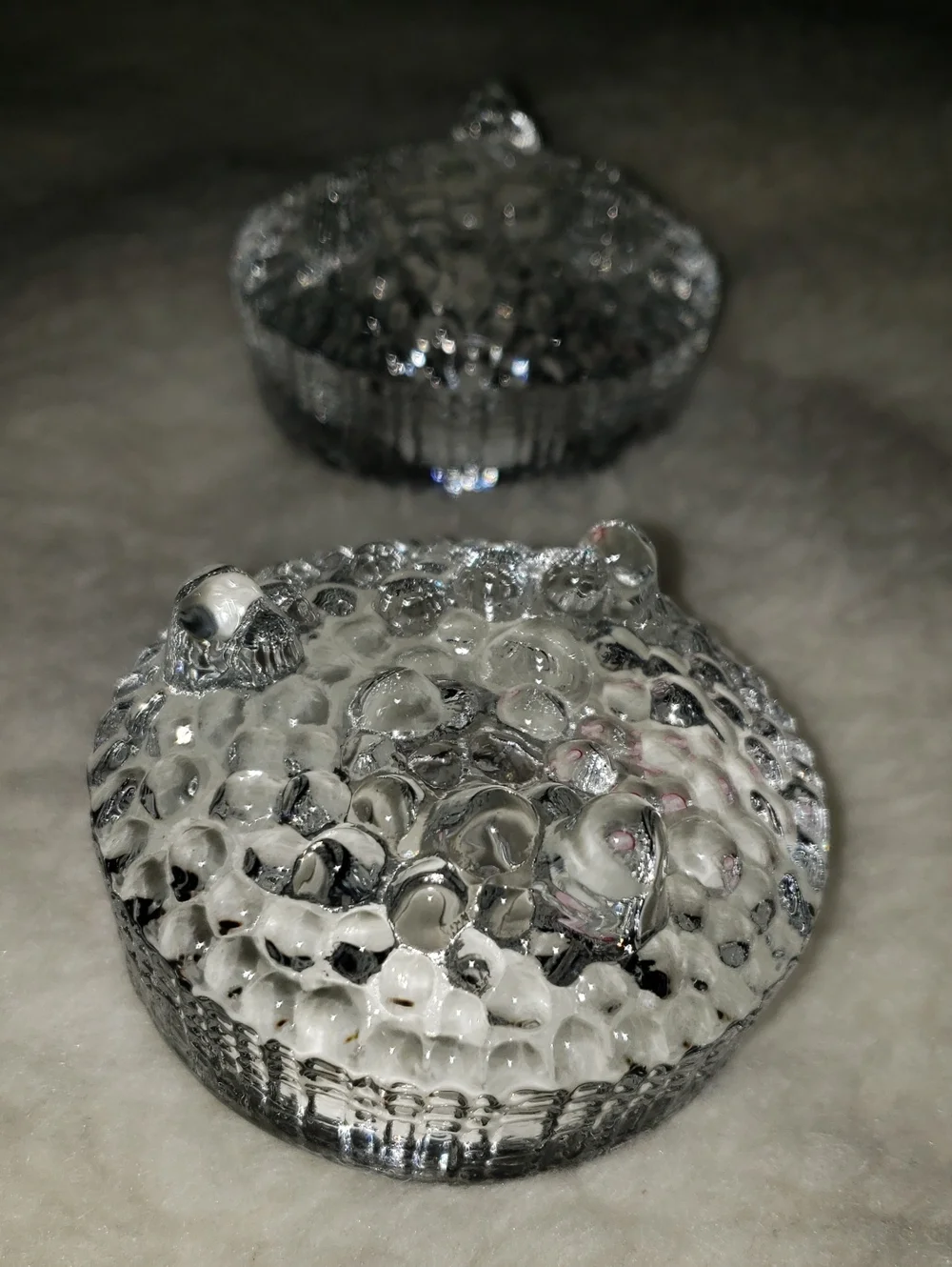 Iittala Clear Textured Glass Donut Candle Holders